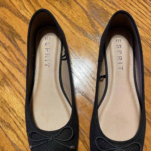 ESPIRIT Womens Shoes Black Flats 7M with Bowtie laces - Picture 4 of 12